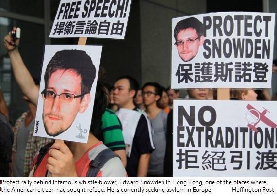 Hong Kong Protesters Call on Government to Protect Snowden